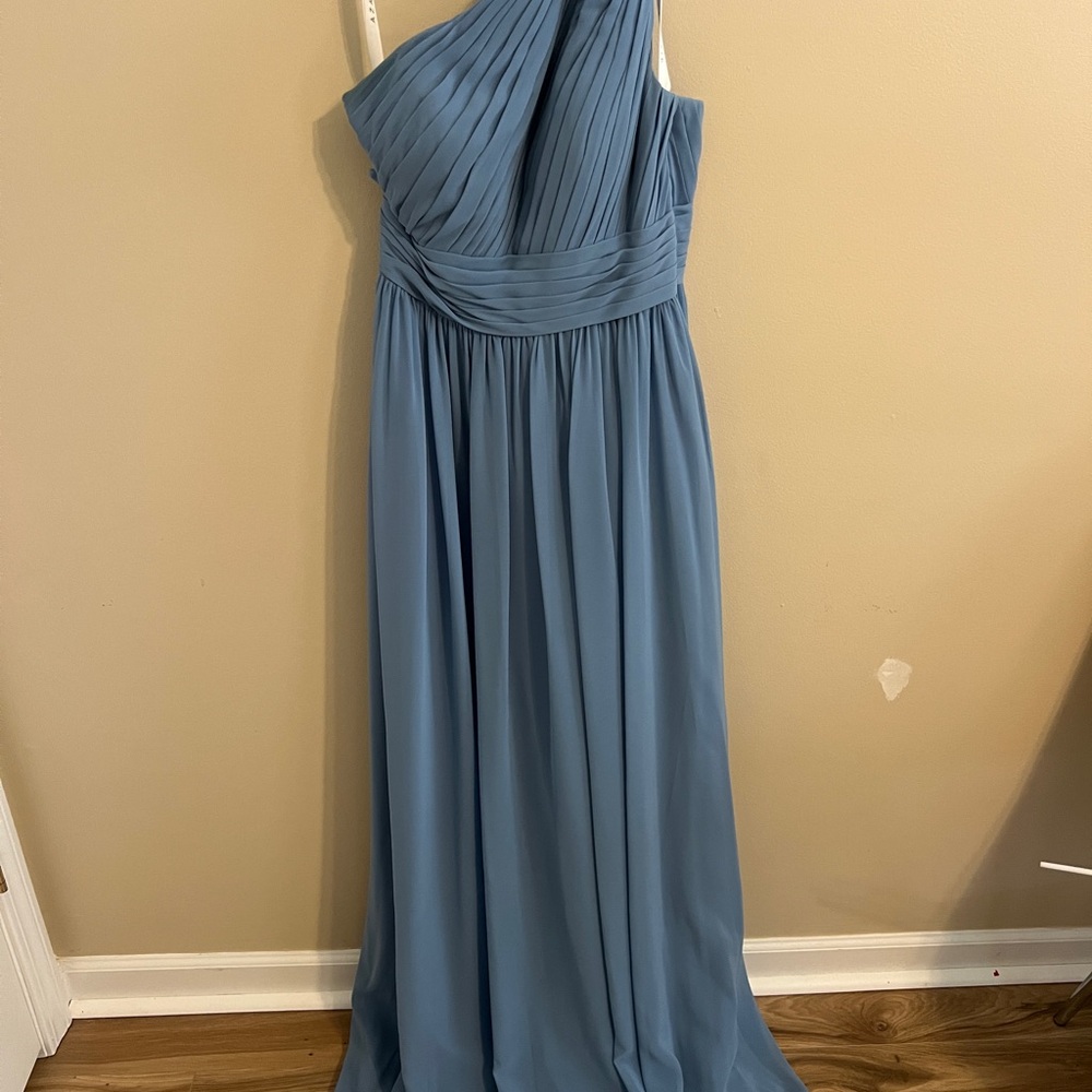 Azazie One-Shoulder Gown in Soft Blue